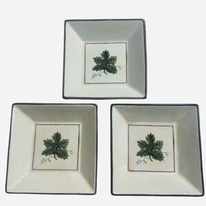 Williams Sonoma Ceramiche Arianna Set Of 3 GRAPE LEAF 8" Square Bowls Made Italy